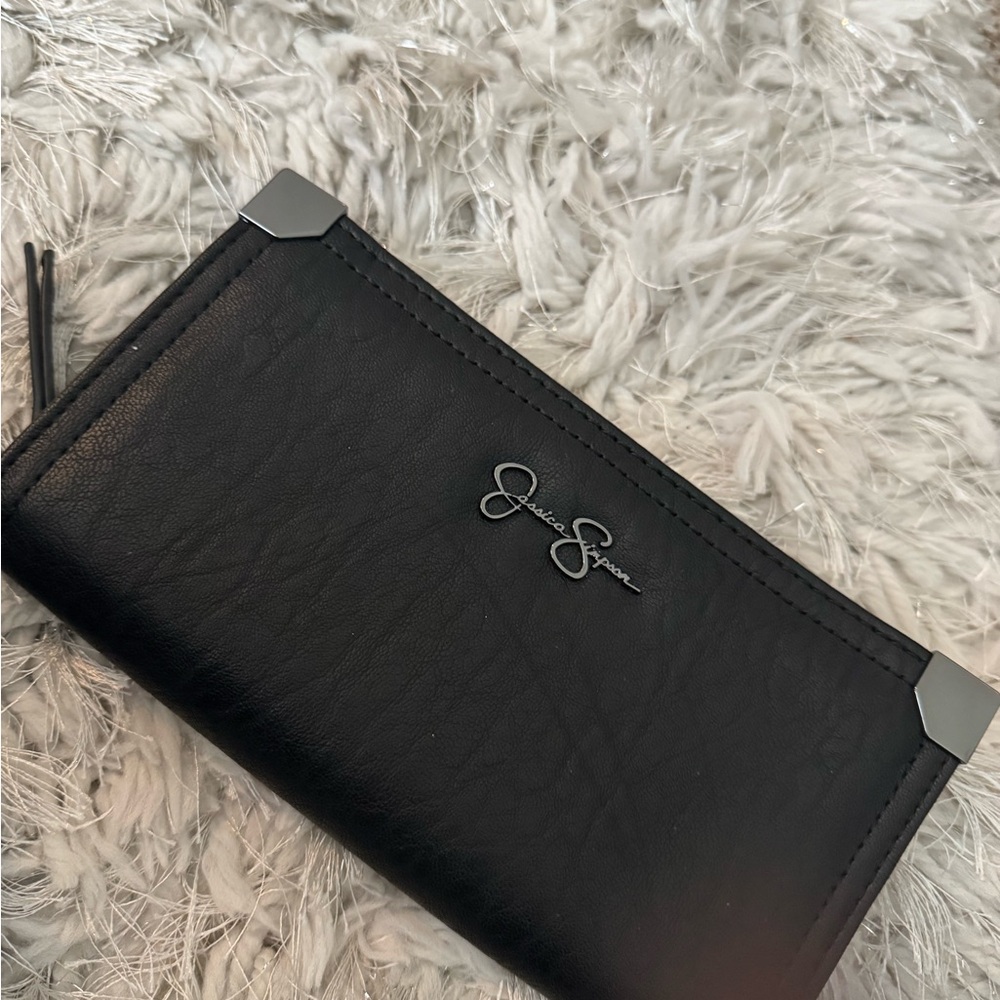 Jessica Simpson Black Leather Clutch